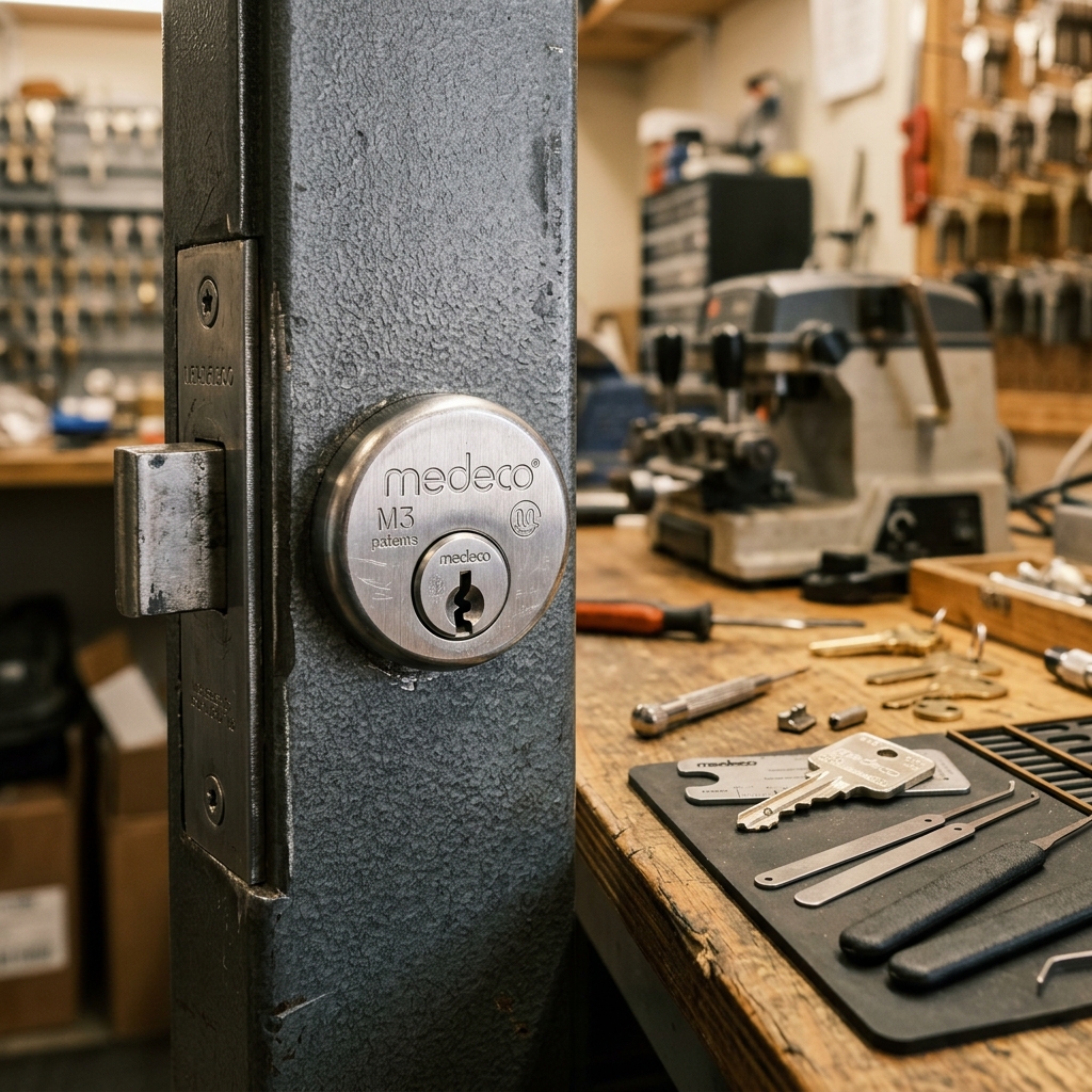 High-security deadbolt lock cylinder with restricted keyway installed by Elite Locksmiths Denver