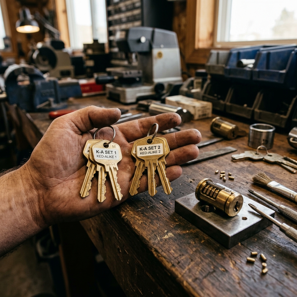 Master key system with hierarchical key rings and pin tumbler lock at Elite Locksmiths Denver