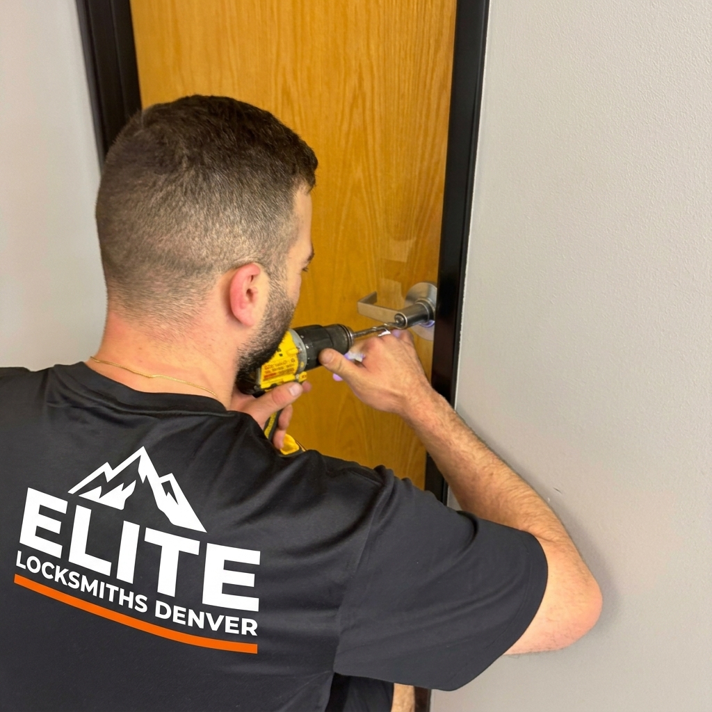 Elite Locksmiths Denver technician arriving for emergency residential lockout service