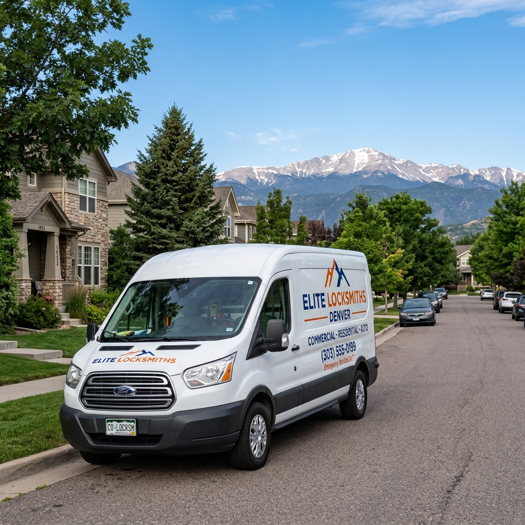 Elite Locksmiths Denver service van providing locksmith service in Centennial CO